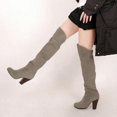 Fashion Women Boots Shoes Black Suede High-heeled..