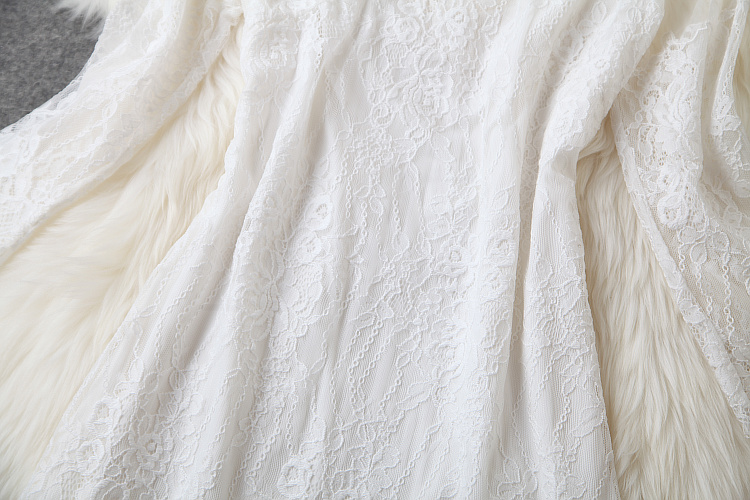 Embroidered Lace Dress In White on Luulla