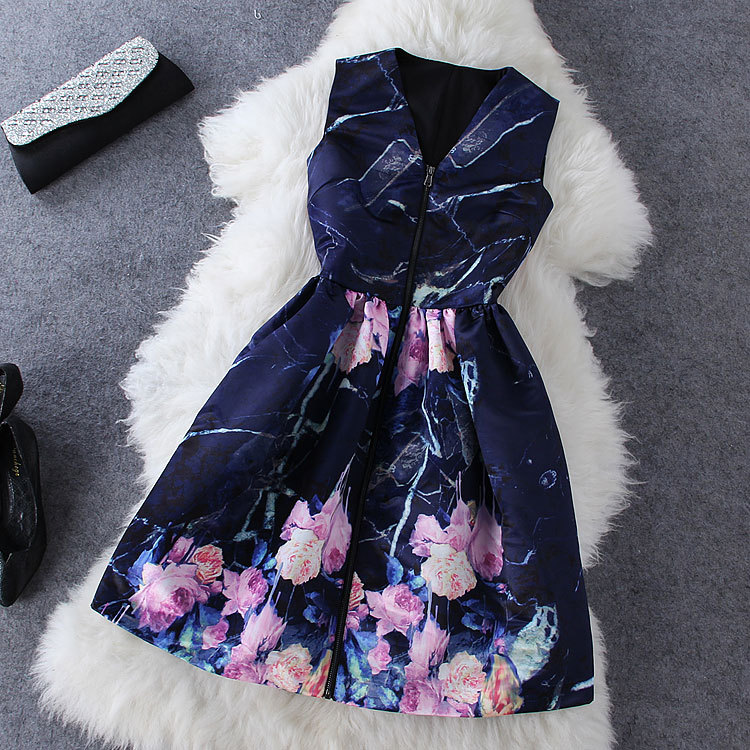 V Neck Sleeveless Printed Dress 7