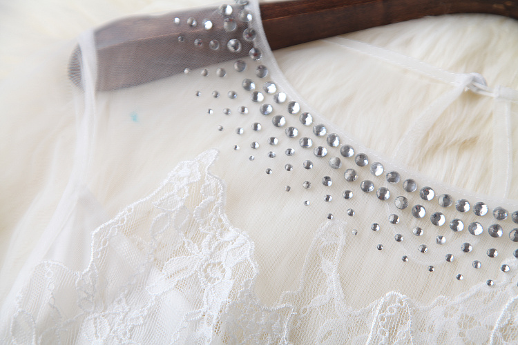 Embroidered Lace Dress In White on Luulla