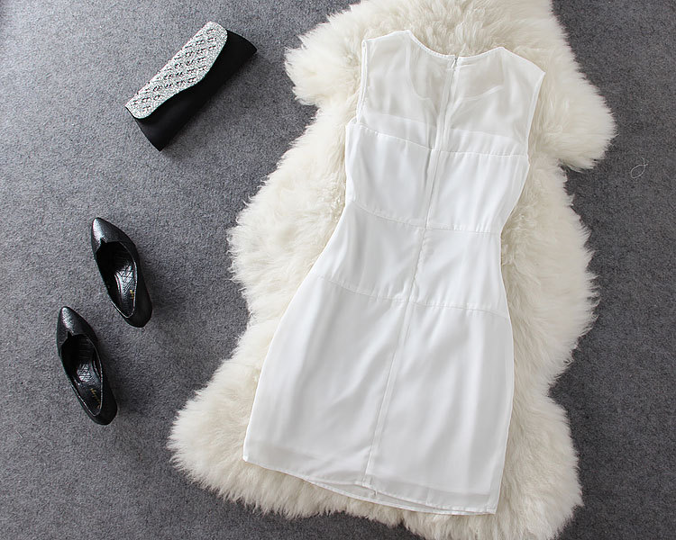 White Stitching Sleeveless Dress on Luulla